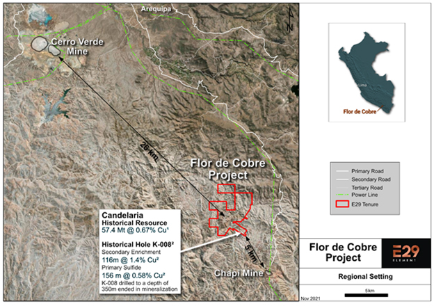 Figure 1. The Flor de Cobre Project is located in the Southern Per</em><em>ú</em><em> Copper Belt, between the Cerro Verde and Chapi mines.